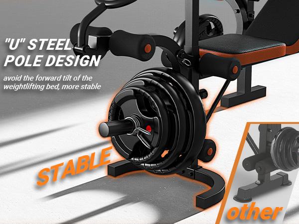 Bearbro 660lb 6-in-1 Adjustable Weight Bench with Multi-Purpose Workout Bench Set With Barbel Rack and Leg Developer for Home Gym Full Body Function Strength Training