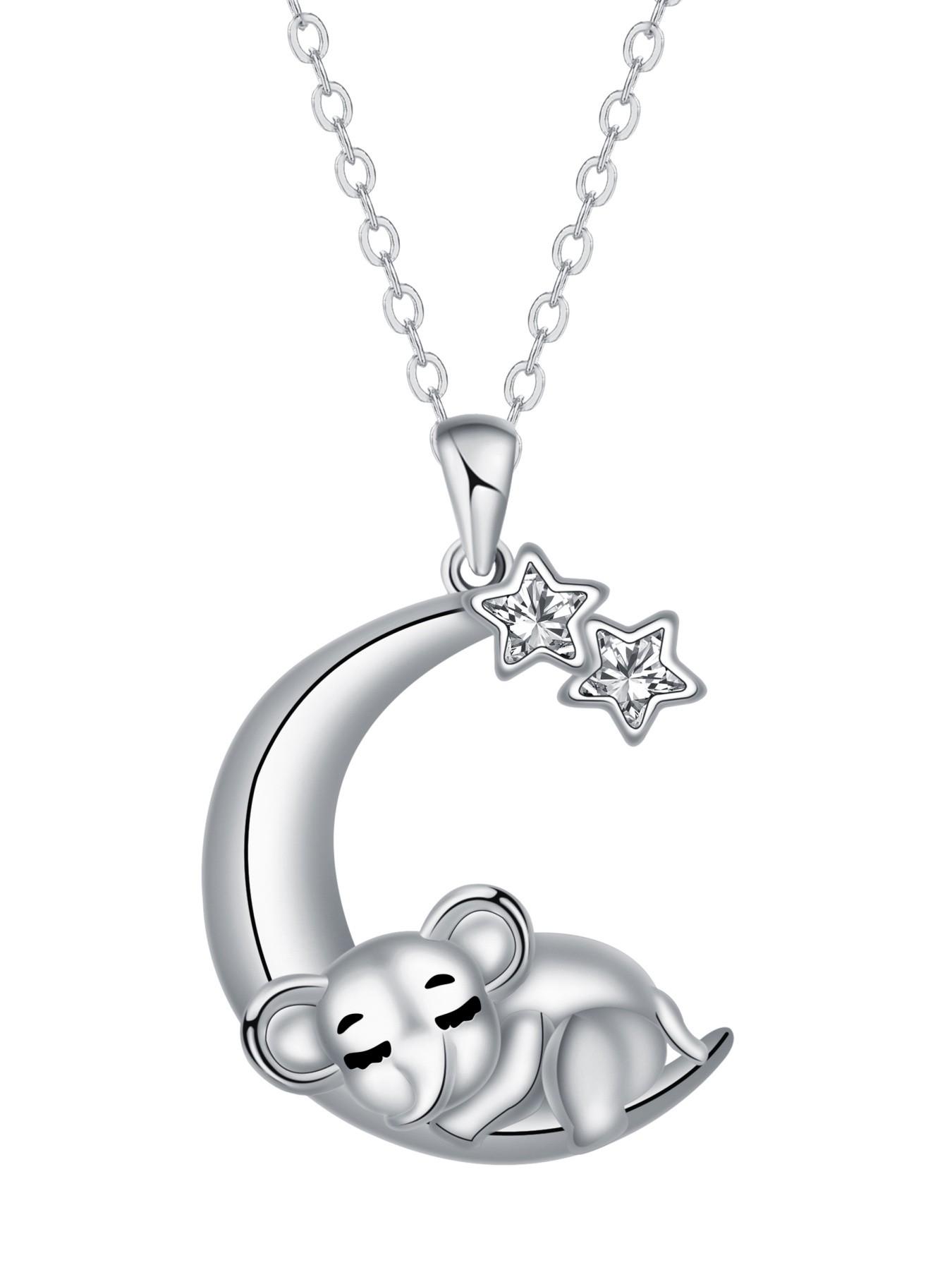 Star & Moon Glow Original niche cute moon and elephant necklace.Paired with a preserved rose & teddy bear jewelry gift box.Perfect mysterious gift for festivals, birthdays, Valentine's Day, Mother's Day and Christmas.