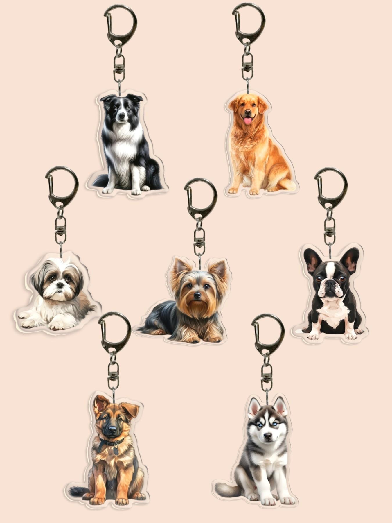 2D Acrylic Cute Tibetan Mastiff Keychain, Durable High-Quality Acrylic Bag Charm, Puppy Design, Pet Gift, Dog Wallet Pendant, Animal Necklace