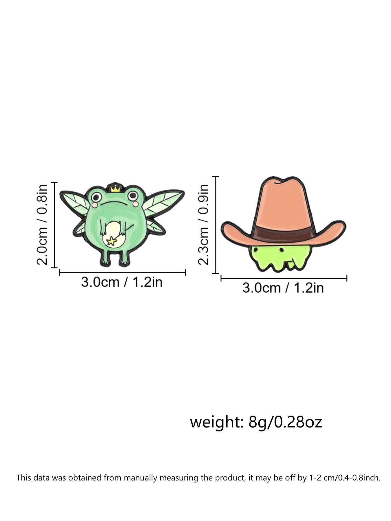 2PCS Cartoon Cute Frog Cartoon Alloy Pin , Frog Fairy Wearing Crown Dragonfly Wings Holding Magic Wand & Cowboy Frog Brooch , for Animal Lovers Backpack Jacket Clothing Badge  Decoration Gift, Fashion Lapel Pin
