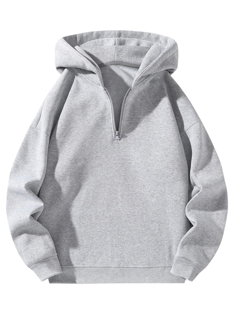Men's Regular Fit Solid Zip Up Hoodie, Casual Long Sleeve Hooded Sweatshirt for Fall , Men's Fall Clothes for Daily Wear, Tops Men's Regular Fit Solid Zip Up Hoodie, Casual Long Sleeve Hooded Sweatshirt for Fall , Men's Fall Clothes for Daily Wear, Tops