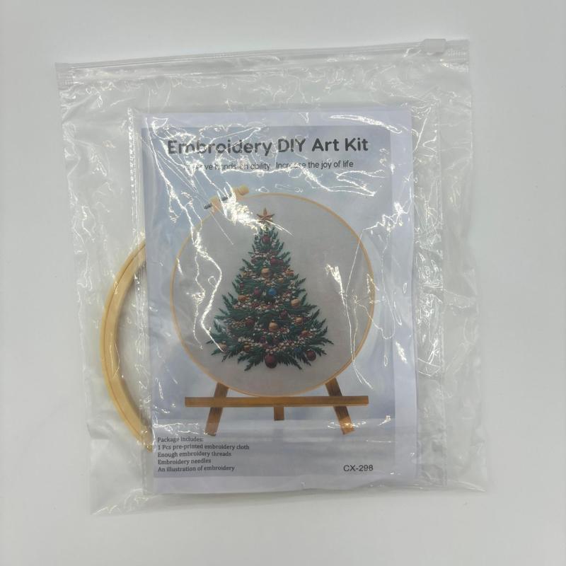 Christmas Holiday Craft Embroidery Kit for Adults - Stainless Steel Needle DIY Cross Stitch Set on Fabric, English Guide Included, Handmade Needlework Decor (Sports & Outdoor Fan Shop Gaming Craft)