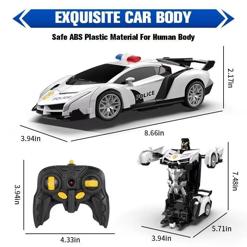 Cross-Border Remote Control Transformable Police Car Model, 1: Scale Lamborghini Veneno Design, Perfect for Collection and Gift