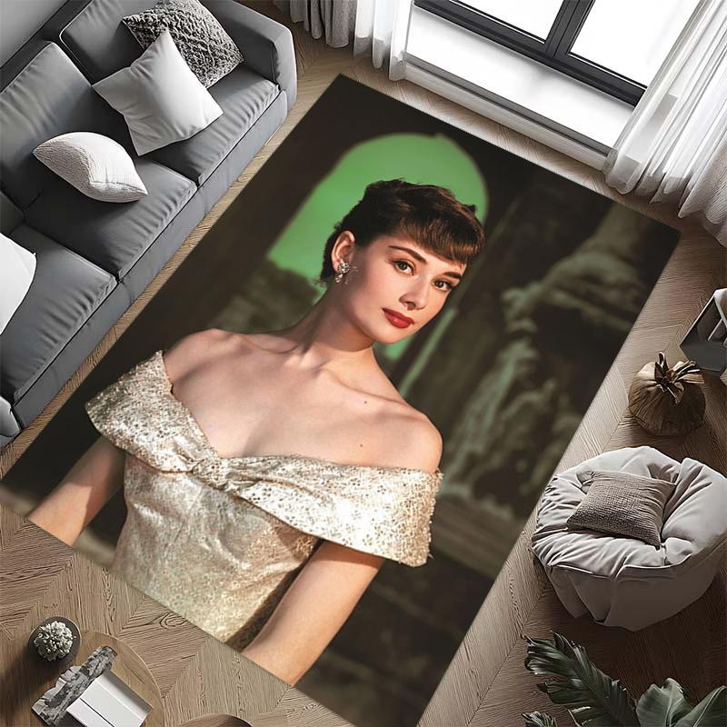 Audrey Hepburn (7) Stylish and creative printed pattern doormat for hallways, bathrooms, and entryways.  Home decor for living rooms, bedrooms, and bedside areas.  Suitable as Halloween, Christ