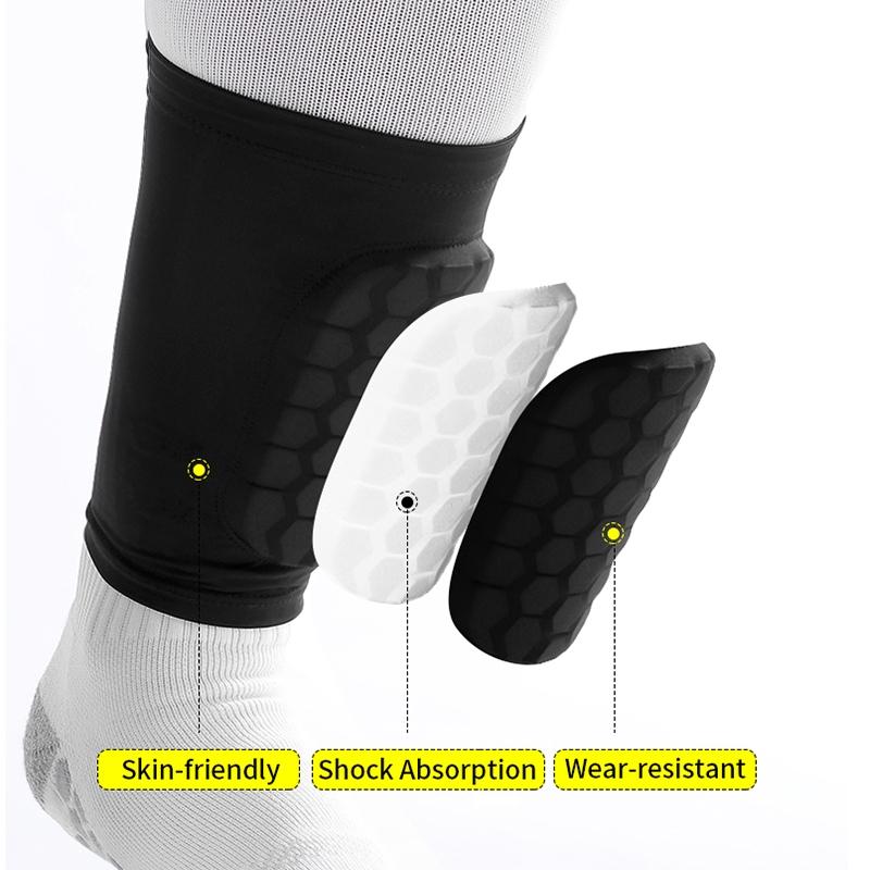 2 Pairs Honeycomb Shin Guards, Short Anti-Slip Calf Compression Socks with Honeycomb Padding, Football Shin Guards, Football Accessories for Kids Teens Adults Outdoor Sports