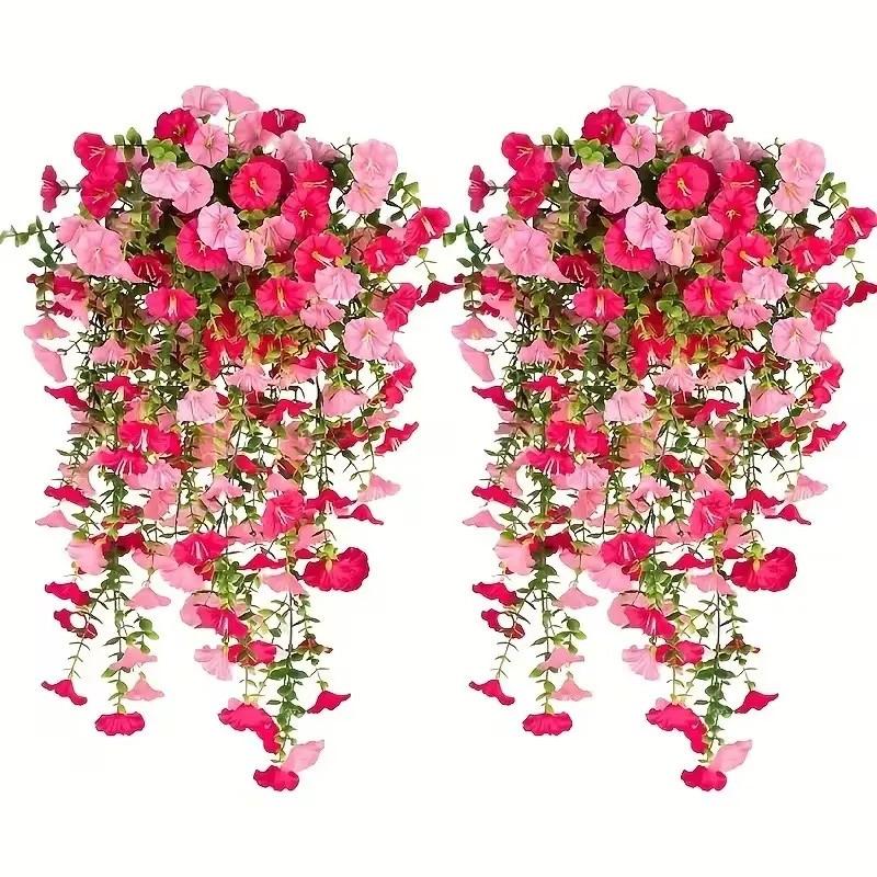 ☘️ [Lifelike Silk Petals] Elegant Pink Floral Vine | Indoor Hanging Plant - (Petals Easy To Reattach)