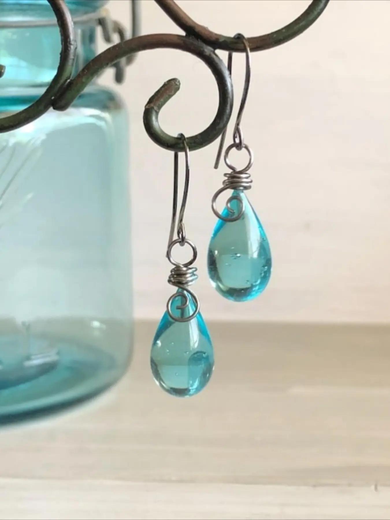 Teardrop Mason Jar Earrings for Women, Retro Waterdrop Design, Boho Vintage Style, Perfect for Parties, Weddings, Festivals, Gifts