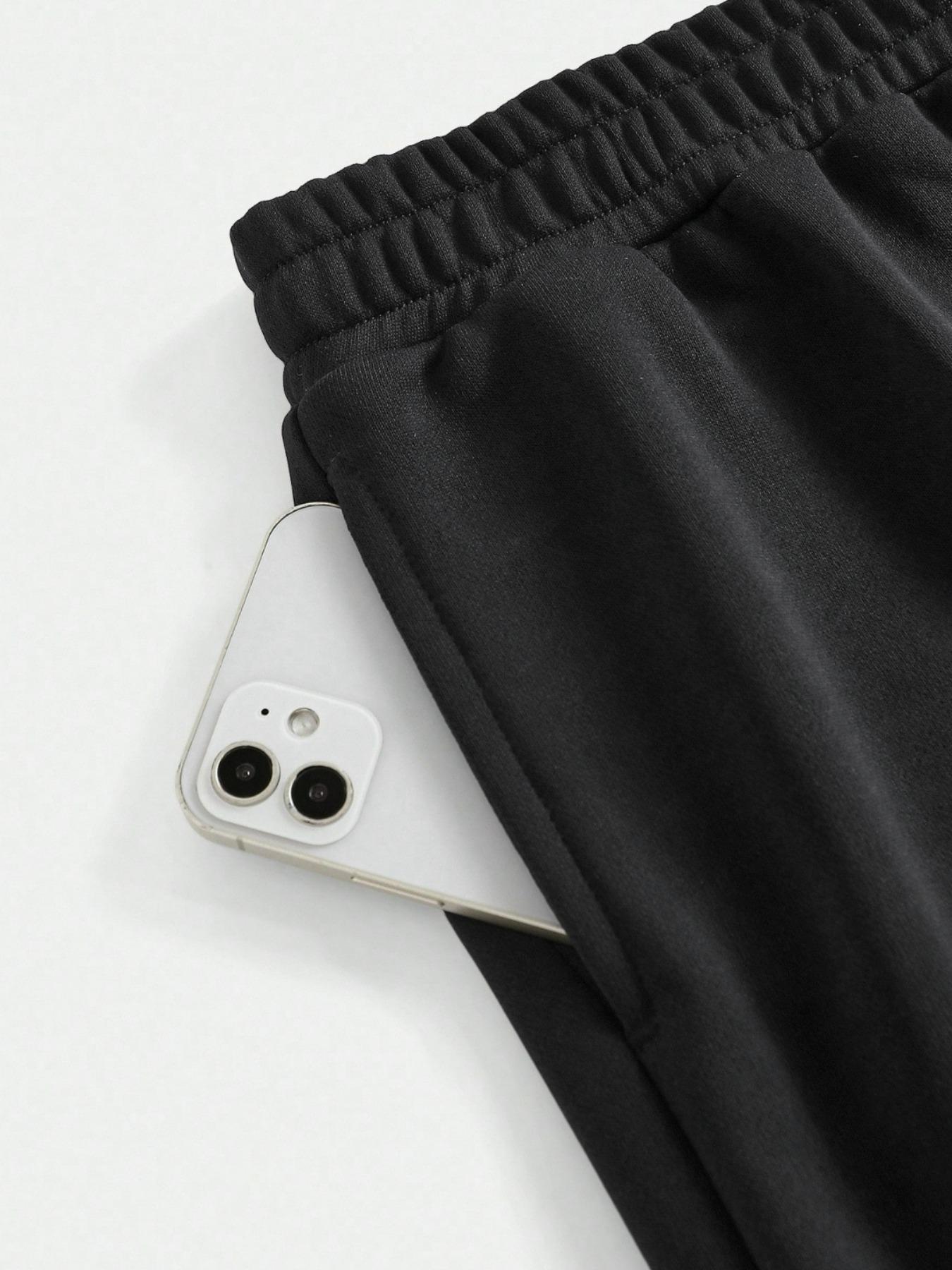 2 Pcs Set Boys' Spring New Casual Elastic Waist Long Pants, Wide Leg Sweatpants, Loose Fit Straight Leg Sports Pants for All Seasons，Boy Fashion Simple Pants Set, Solid Color Soft Elastic Waist Straight Leg Pants, Daily Comfortable Casual Pants