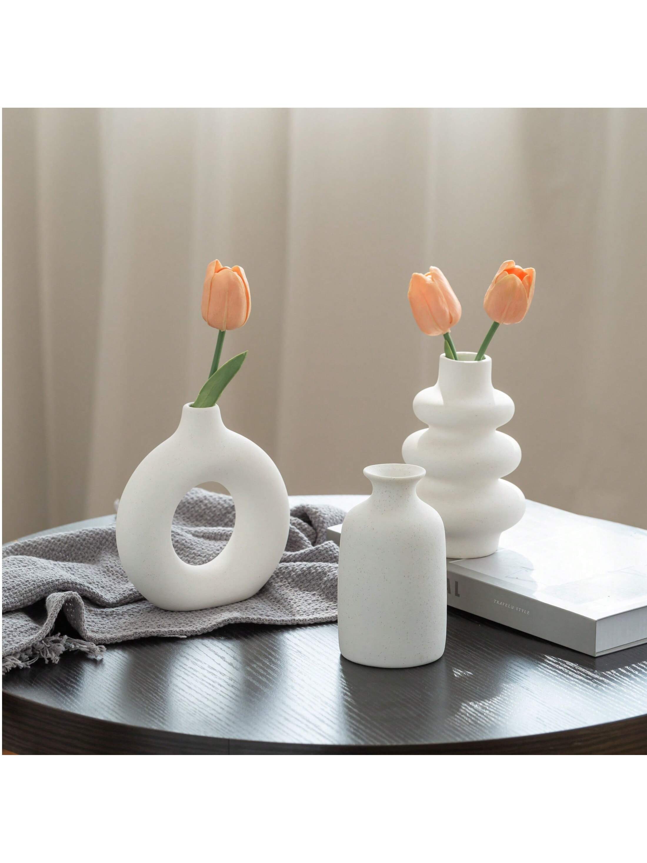 Bohemian Ceramic Flower Vase Set, Decorative Vases for Dried Flowers & Fresh Flowers, Modern Scandinavian Style, Wedding Gift Idea
