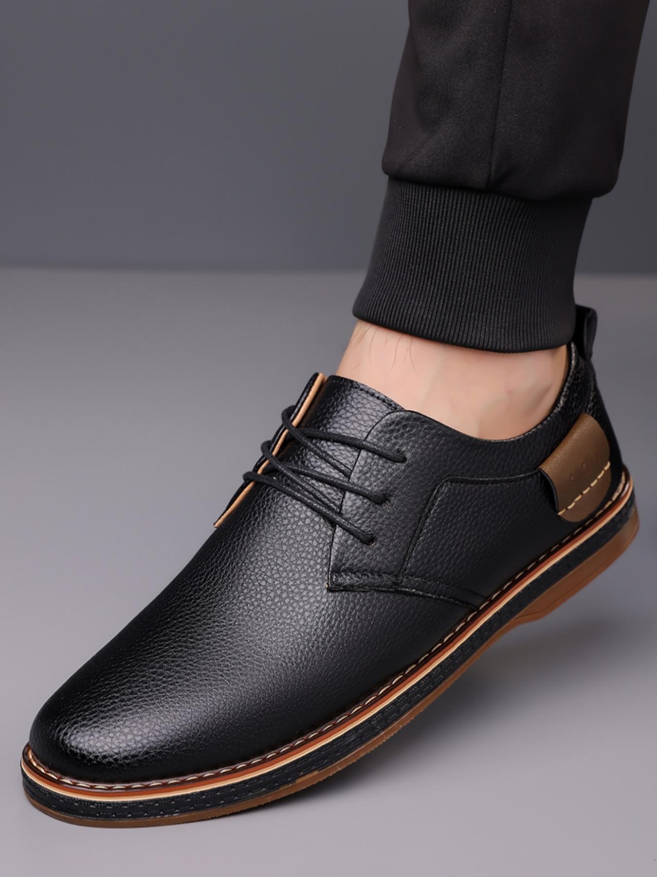 Men's Large Size Casual Closed Oxford Shoes, Business British Style Handmade Stitching Leather Shoes, All Season Formal Office Work Men's Footwear, Formal Oxfords