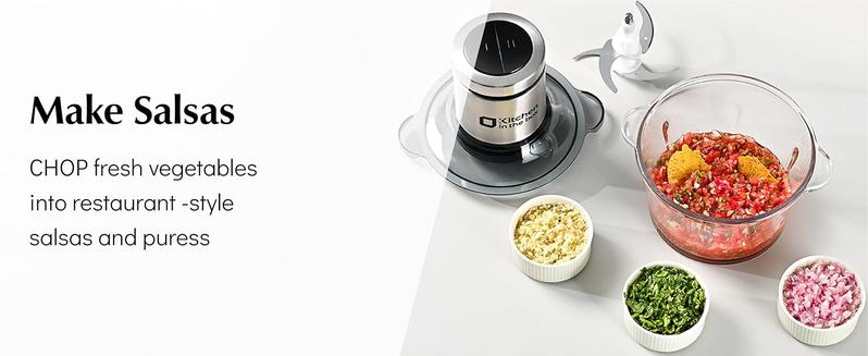 Kitchen in the box Food Processors 400W Small Electric Meat Grinder & Food Chopper with 2 Bowls & 2 Bi-Level Blades for Meat, Fish, Vegetable & Baby Food