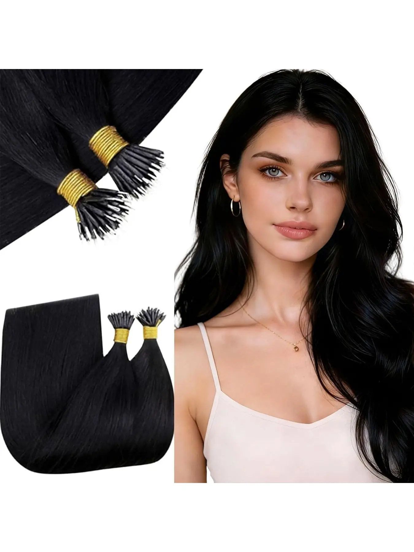 【Nano Extension】Nano Hair Extensions Human Hair #1B Off Black #2 Dark Brown #4 #6 #8 #16 18in 100g | Soft Nano Beads, Invisible, Lightweight, Seamless blend, Daily wear