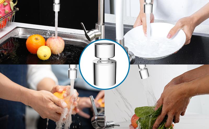 Hibbent Faucet Aerator, 360° Swivel Kitchen Sink Aerator, Dual-function 2-Flow Sprayer Faucet Head, Big Angle Sink Sprayer Attachement, Faucet Replacement Part 55/64 Inch Female Thread