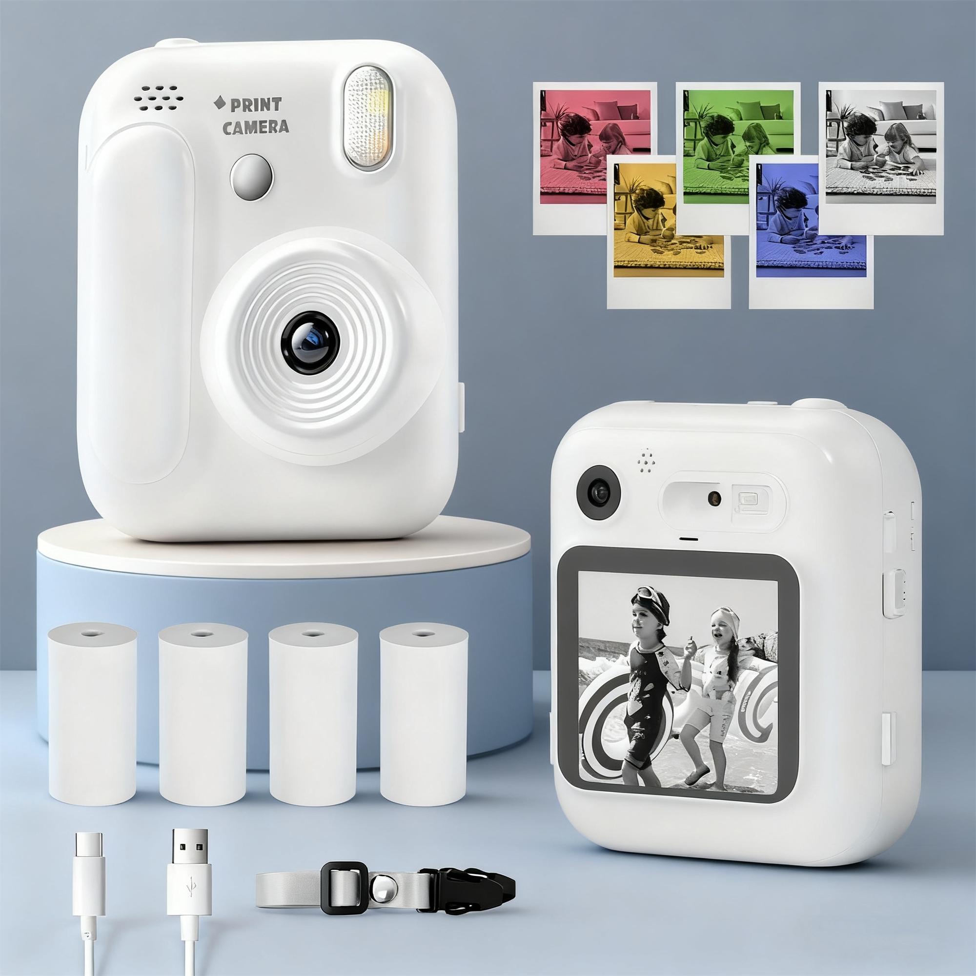 Kids Instant Print Camera, Dual 1080P HD, 1300mah Battery, 2 Printing Modes, 8x Zoom, Perfect Gift for Ages 3-12 Boys & Girls