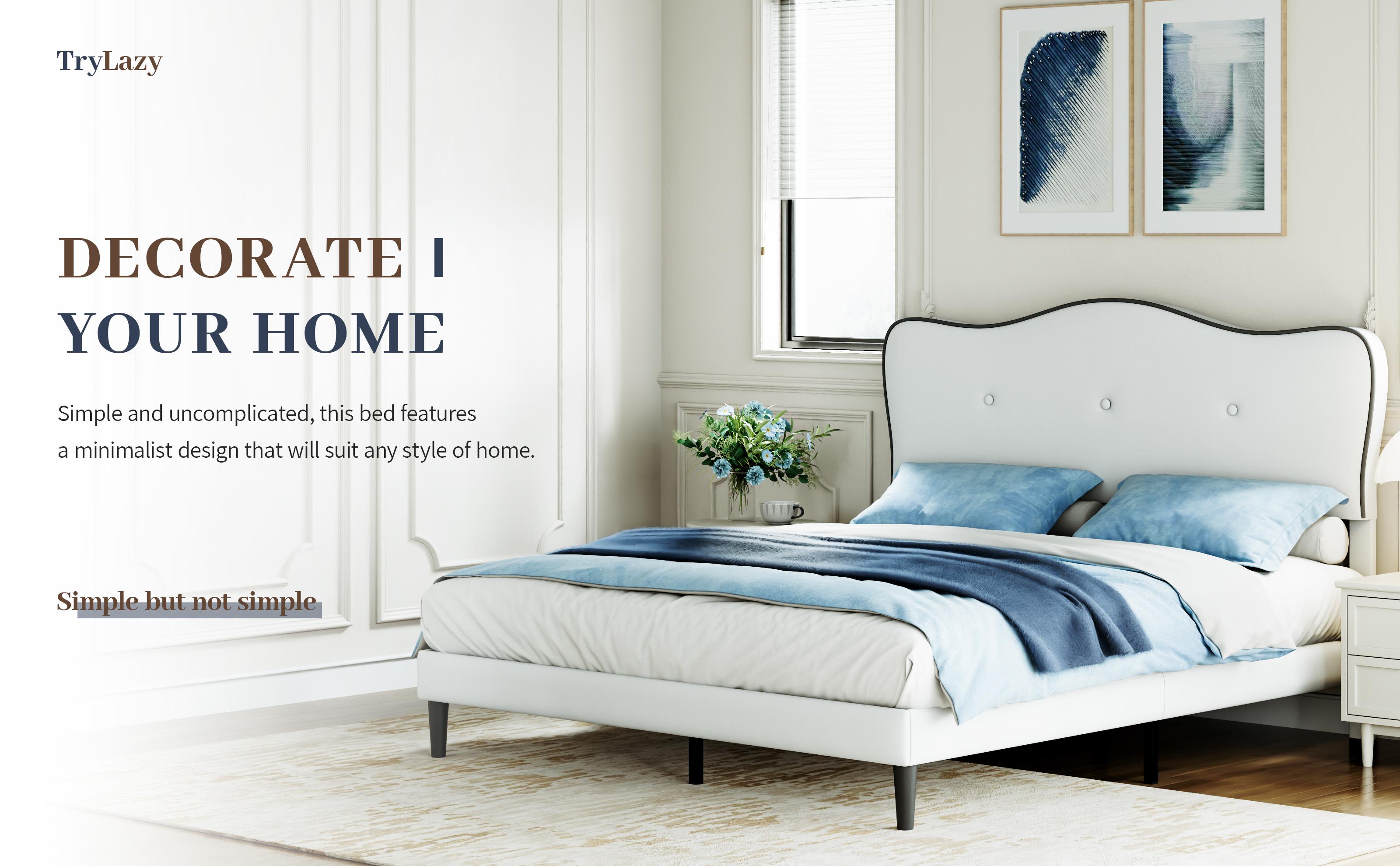 TryLazy Bed Frame with Comfortable and Adjustable Cloud Headboard, Princess Pink Velvet Upholstered Bed, Modern Style, Soft Rounded Corners, No Box Spring Needed, Noise Free, Easy Assembly, Twin/Full/Queen TryLazy Bed Frame with Comfortable and Adjustable Cloud Headboard, Princess Pink Velvet Upholstered Bed, Modern Style, Soft Rounded Corners, No Box Spring Needed, Noise Free, Easy Assembly, Twin/Full/Queen