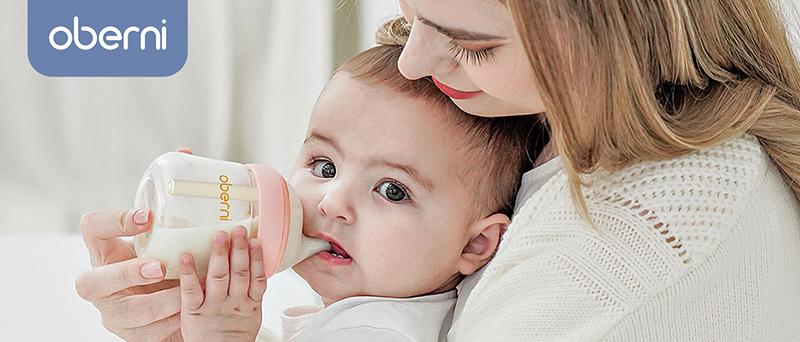 Oberni Breastfeeding Bottle 150ml/5oz Glass Anti Colic Baby Bottles with Natural Response Nipple BPA Free for Newborn Preemie 0+Month Infant Care Travel