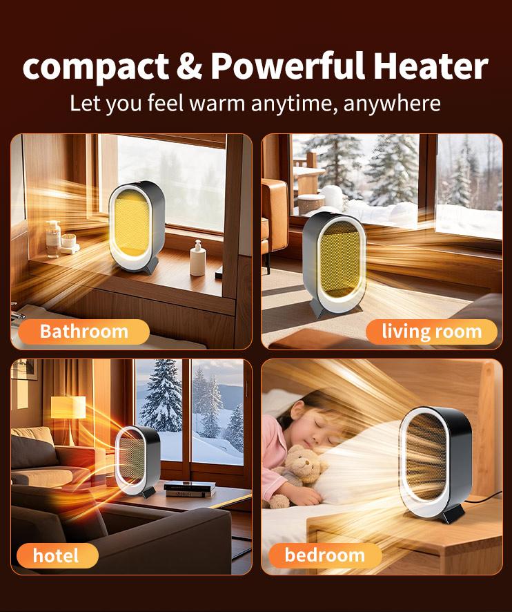 Space Heater, 1200W Portable Energy-Efficient Indoor Space Heaters, 2 Heat Modes, Overheat & Tip-Over Protection, 48dB Quiet Operation, Energy Saving Indoor Heater for Home Office Use