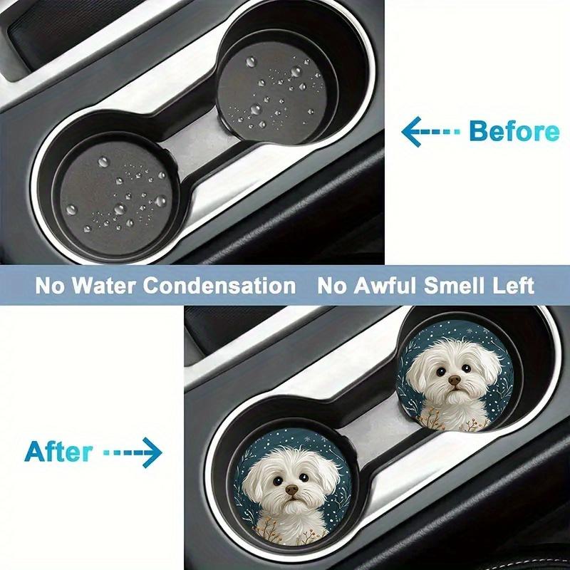 2pcs Adorable Dog Print Car Cup Holders - Non-Slip Rubber Mat with Decorative Design for Vehicle Interior, Perfect for Waterproof Cup Protection, Cup Holder Accessories | Playful Dog Design | Rubber Absorbent Material, Cup Holders for Car