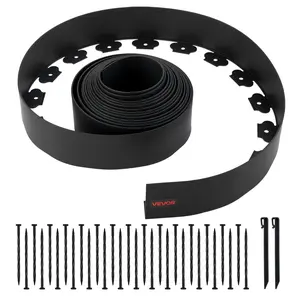 VEVOR Landscape Edging, 33 ftx 4 in Plastic Garden Border Edging with 30 Spikes 2 Ground Stakes, No Dig, Flexible Lawn Edgings Roll, UV-Resistant Mini Fence Borders for Flower Beds Yard Paver