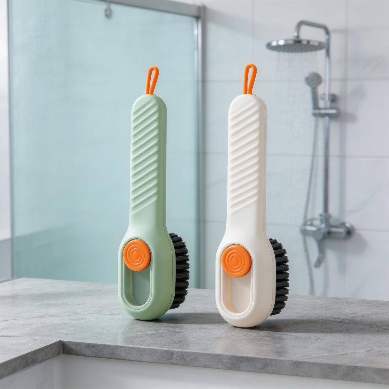 2pcs Multi-Functional Shoe Cleaning Brush for Liquid Injection Shoe Brush, Multi-functional Long-Handled Shoe Brush | Hand-Pressed, Soft-Bristled, Washable, Can Add Liquid, Portable Multi- Footwear for Sneakers, Hygienic -Demand Cleaning for /Travel