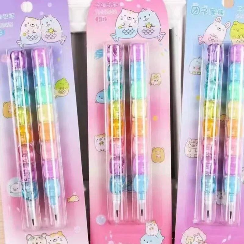 2pcs/Set Cute Bear Non Sharpening Mechanical Pencil Student Writing Pen School Office Supplies Pencil Stationery Gifts