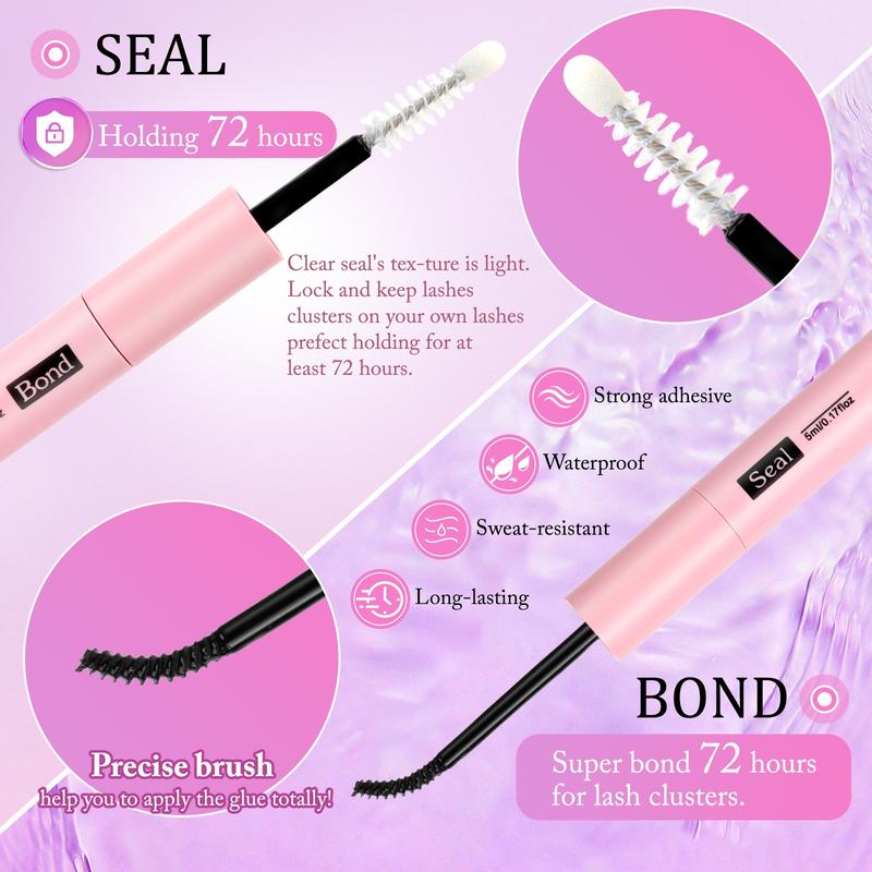 5 Styles Lash Clusters Kit with Eyelash Tools: Bond and Seal | Lash Remover | Eyelash Brush | Lash Tweezers Manga+Manga&Bottom+Wispy+Fairy Lashes Extensions 5-16mm Natural Wispy Individual DIY Eyelash Kit Salon at Home | Long-Lasting Glam Effect Easy DIY