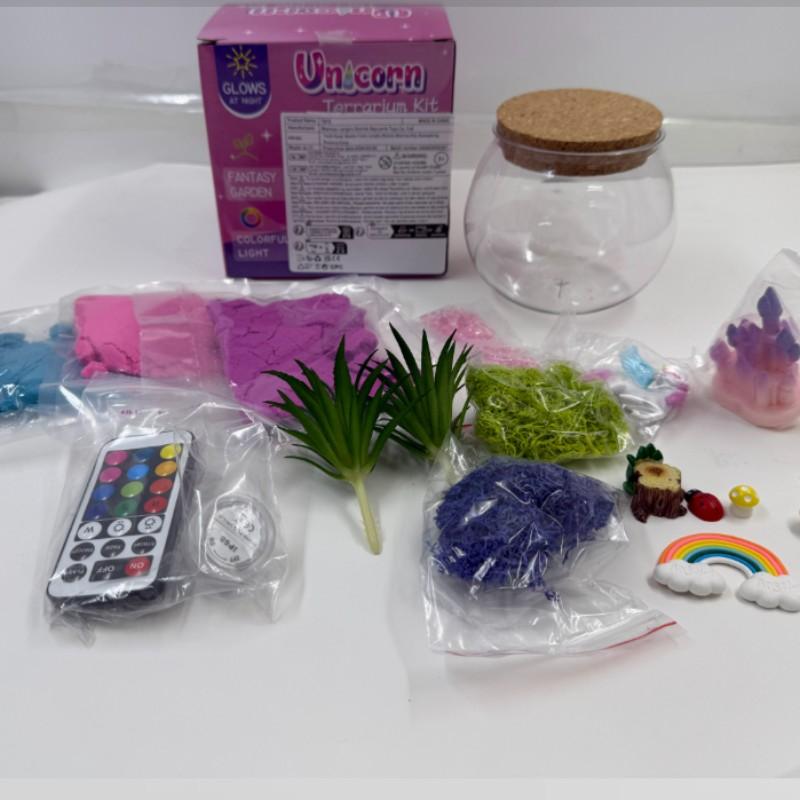 Unicorn Light-Up Glass Container Set - LED Night Light, DIY Arts & Crafts Kit for Girls Ages 4-12, Kids Birthday & Easter Gift