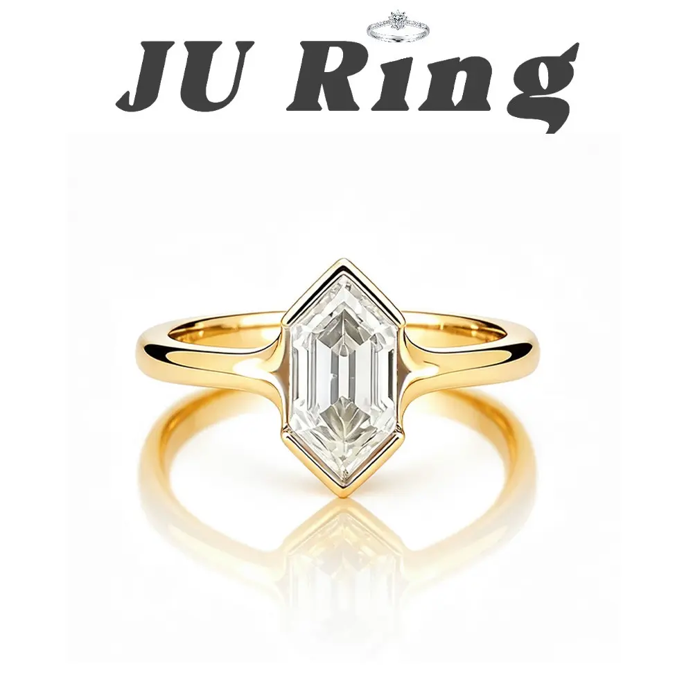 #26 (Hexagon Step Cut) 2 ct S925 Sterling Silver Lab-Grown Moissanite VVS1 D Main Ring Gifts for Women Stacks Engagement Wedding Rings Bridal Rings