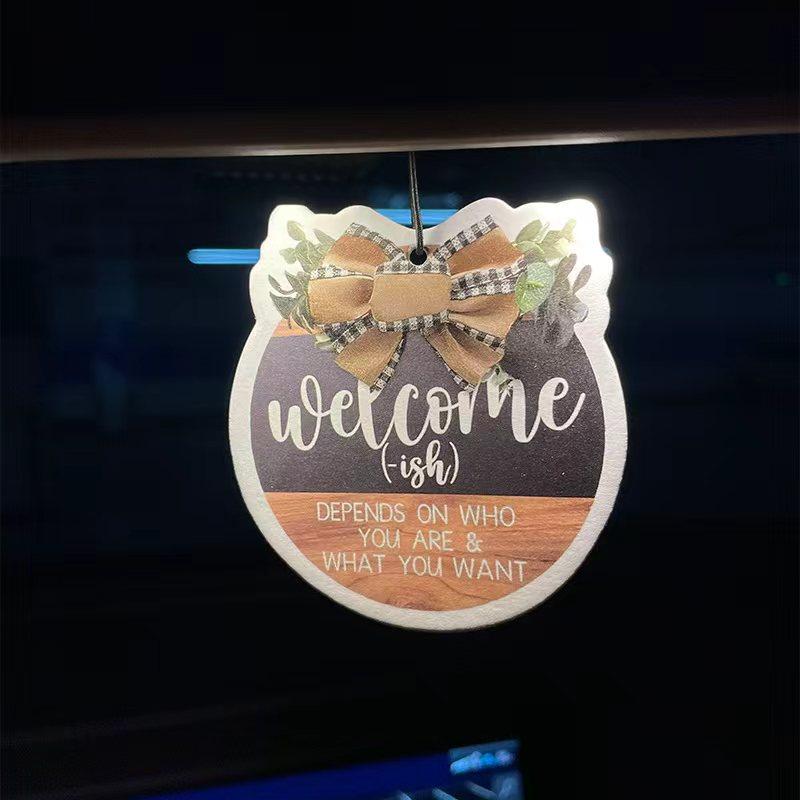 Welcome Sign Round Wreath for Farmhouse, Porch, Garden, Home, Birthday, Wedding, Graduation, Car Air Freshener, Natural Fragrance, 90 Days Lasting