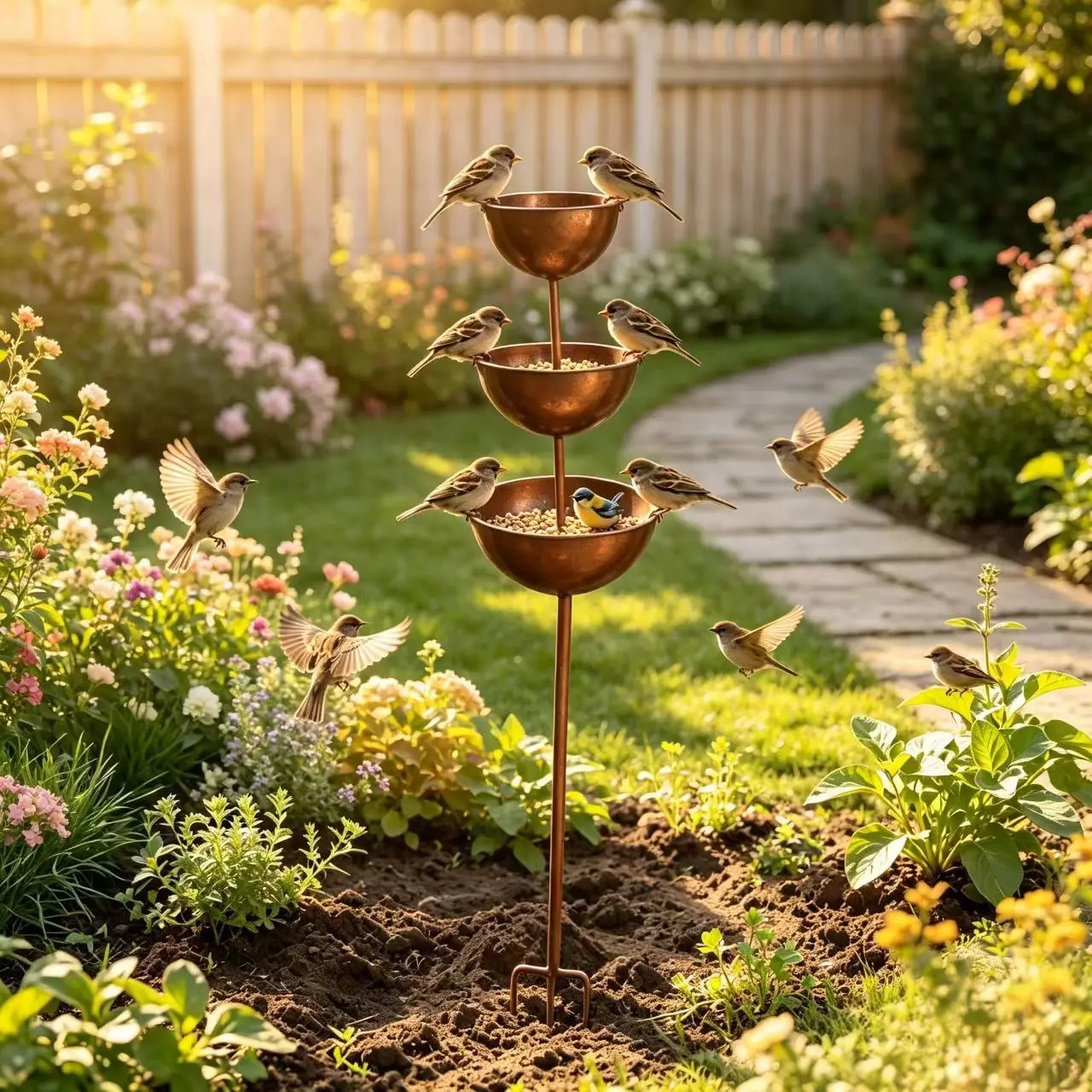 1pcs Three-Layer Iron Bird Feeder, Outdoor Garden Bird Feed Station, Decorative Gardening Ornament, Perfect for Courtyard and Yard