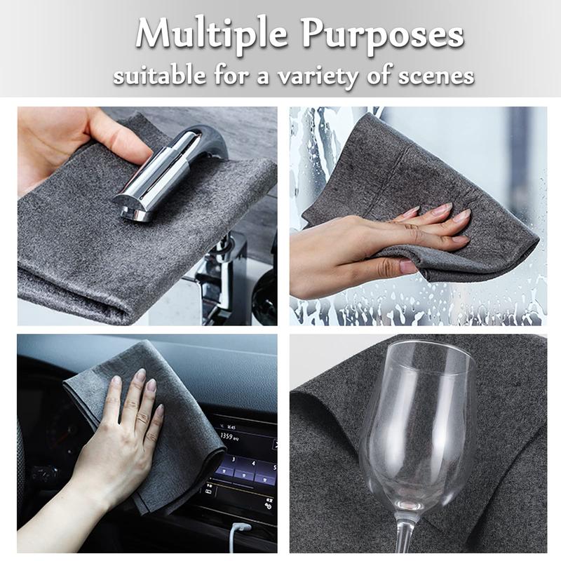 10 Pcs Lint Free Cloth,Reusable Microfiber Cleaning Rag for Windows,Mirror,Glass,Car,Gray，Thickened Magic Cleaning Cloth