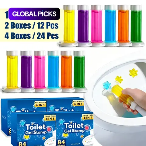 Toilet Gel Cleaning Stamp 1/2/4-Pack, Automatic Long-Lasting Fresh Scent Gel, Scented Cleaner, Easy Operation Bathroom Cleaning Tool #GLOBAL PICKS