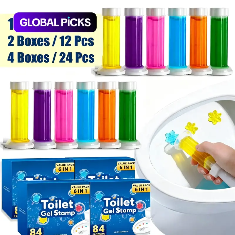 Toilet Gel Cleaning Stamp 1/2/4-Pack, Automatic Long-Lasting Fresh Scent Gel, Scented Cleaner, Easy Operation Bathroom Cleaning Tool #GLOBAL PICKS