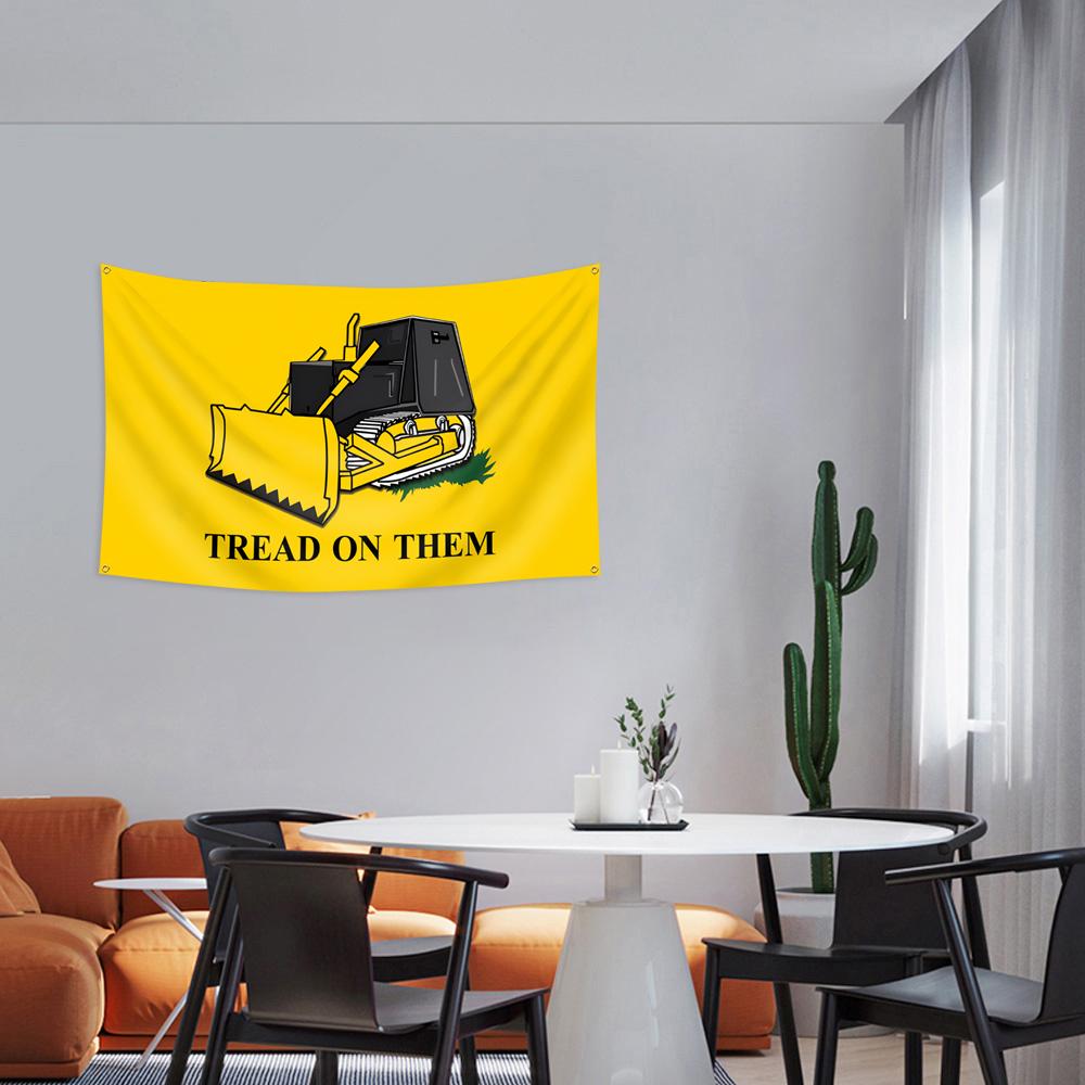 Tread on Them Killdozer Flag Banner 3x5 Ft, Vibrant Print, Indoor Bedroom Dorm Man Cave Decor, Outdoor Wall Hanging Decoration