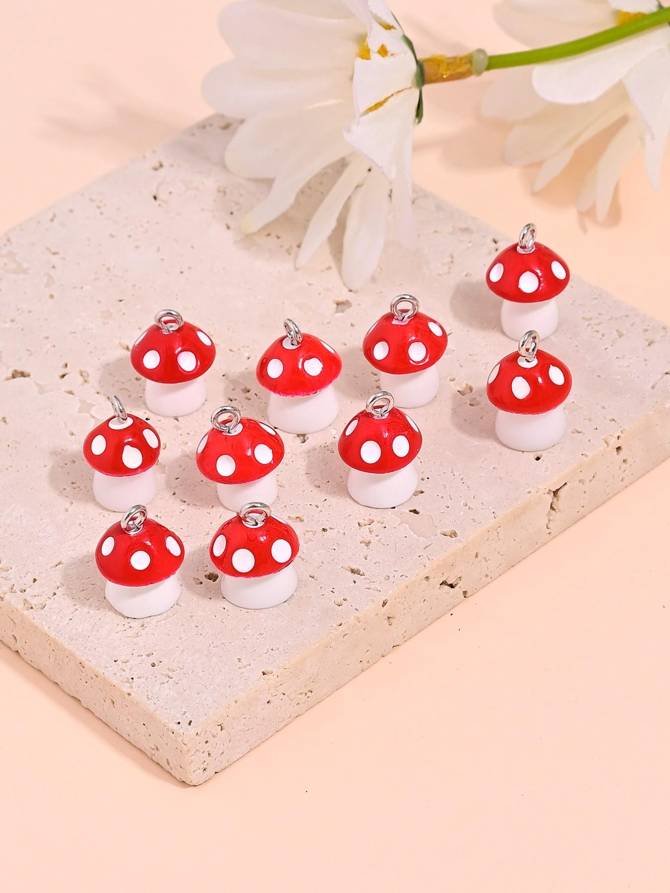 10 Cute Cartoon Mushroom Charms, Perfect for DIY Jewelry Making, Ear Rings, Necklaces, Bracelets, Keychains, Daily and Festival Accessories