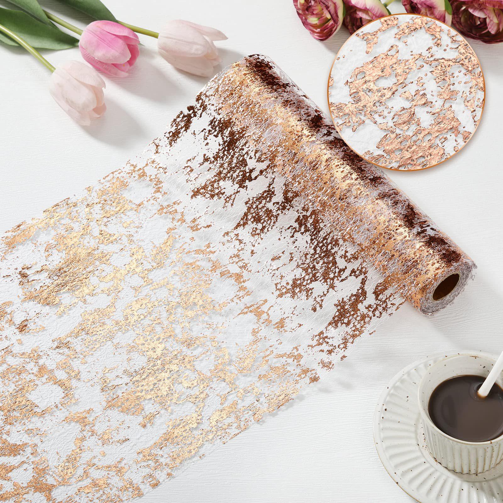Mesh Table Runner, Elegant Event Decor Material, Perfect for Festivals, Parties, Weddings, Luxurious Golden Tablecloth