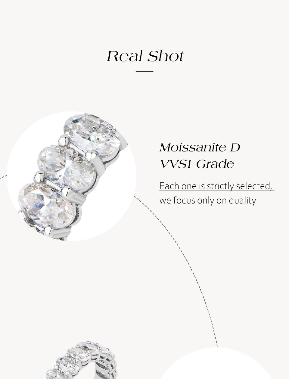 ATTAGEMS Oval Cut 1.8CT Half Eternity Band D VVS1 Synthetic Moissanite Ring for Women Matching 925 Sterling Silver Wedding Band Jewelry Gift R225 SpringStatements