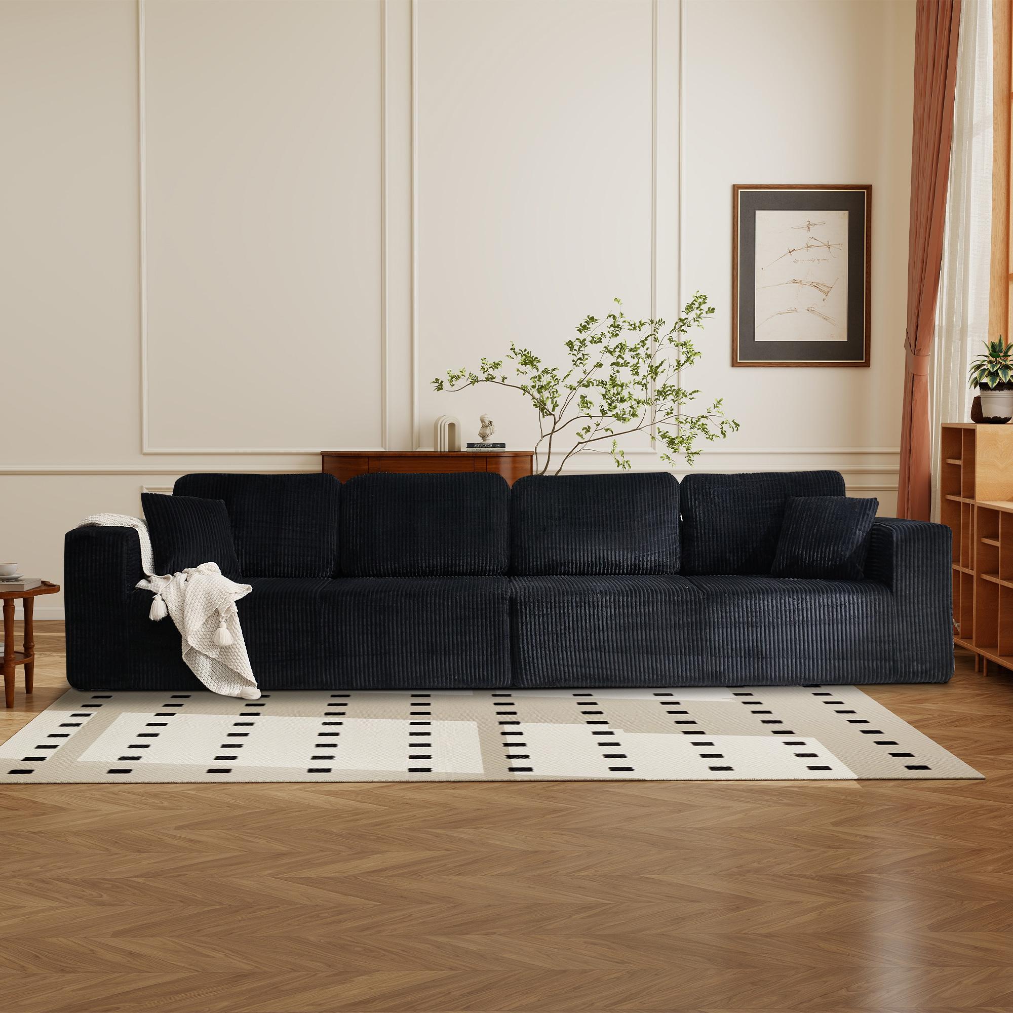 [HolidayHaul][2 Packages Shipping] Boneless Memory Foam Sectional Sofa, Corduroy Sectional Couches for Living Room, Oversized Comfy Modular Compression Cloud Sleeper Sofa with Deep Seat, No Assembly Required