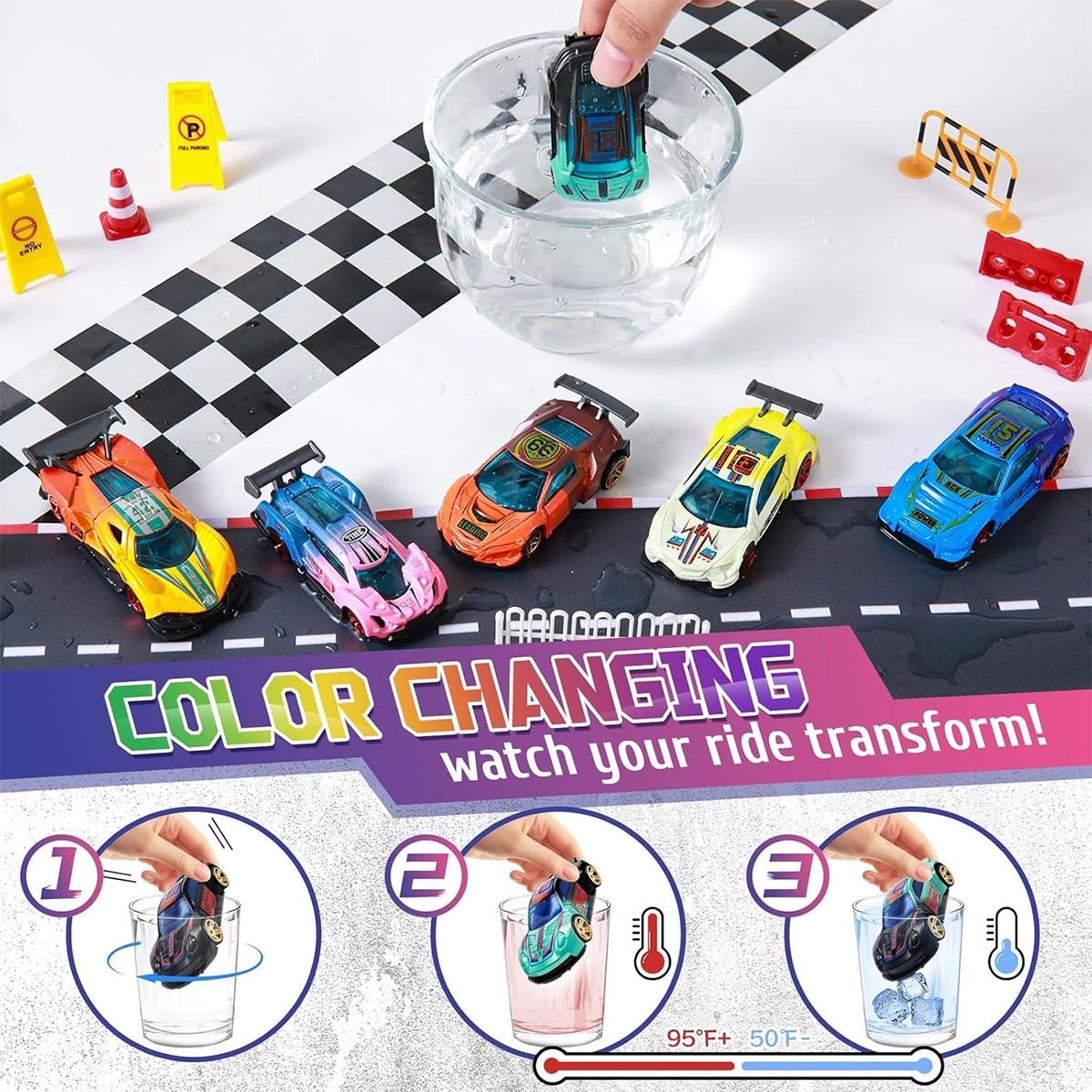 Uinle Baby Mini Alloy Color-Changing Car 1:64 Temperature-Sensitive Toy, Portable Kids Plaything for Boys, Best Birthday Gift for Ages 3+