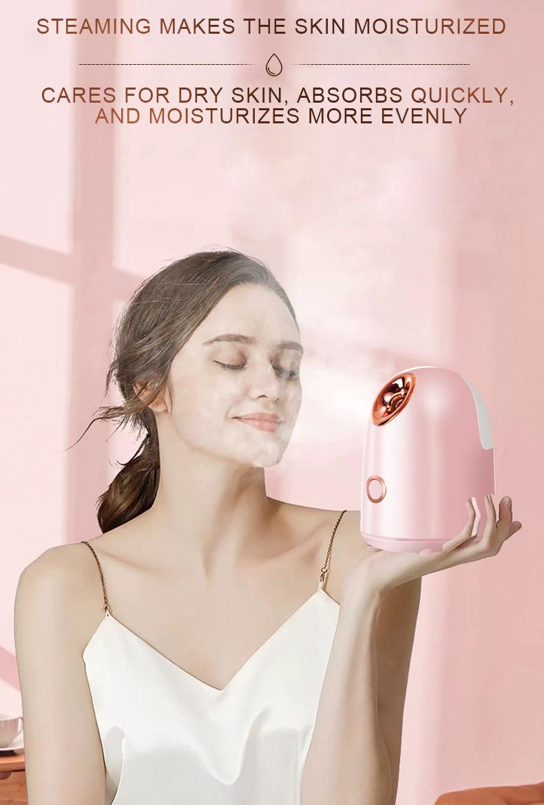 New Facial Steamer,  Home Sauna Spa Sprayer Moisturizing Cleansing Pores, Nano Ionic Hot Mist Facial Humidifier Atomizer,(Pink-Gold)