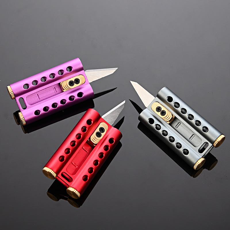 Multifunctional Paper Cutter Knife, Sharp Pocket Knife, Portable Mini Push-Pull Craft Knife Keychain Hanging Decoration, Cutting Supplies