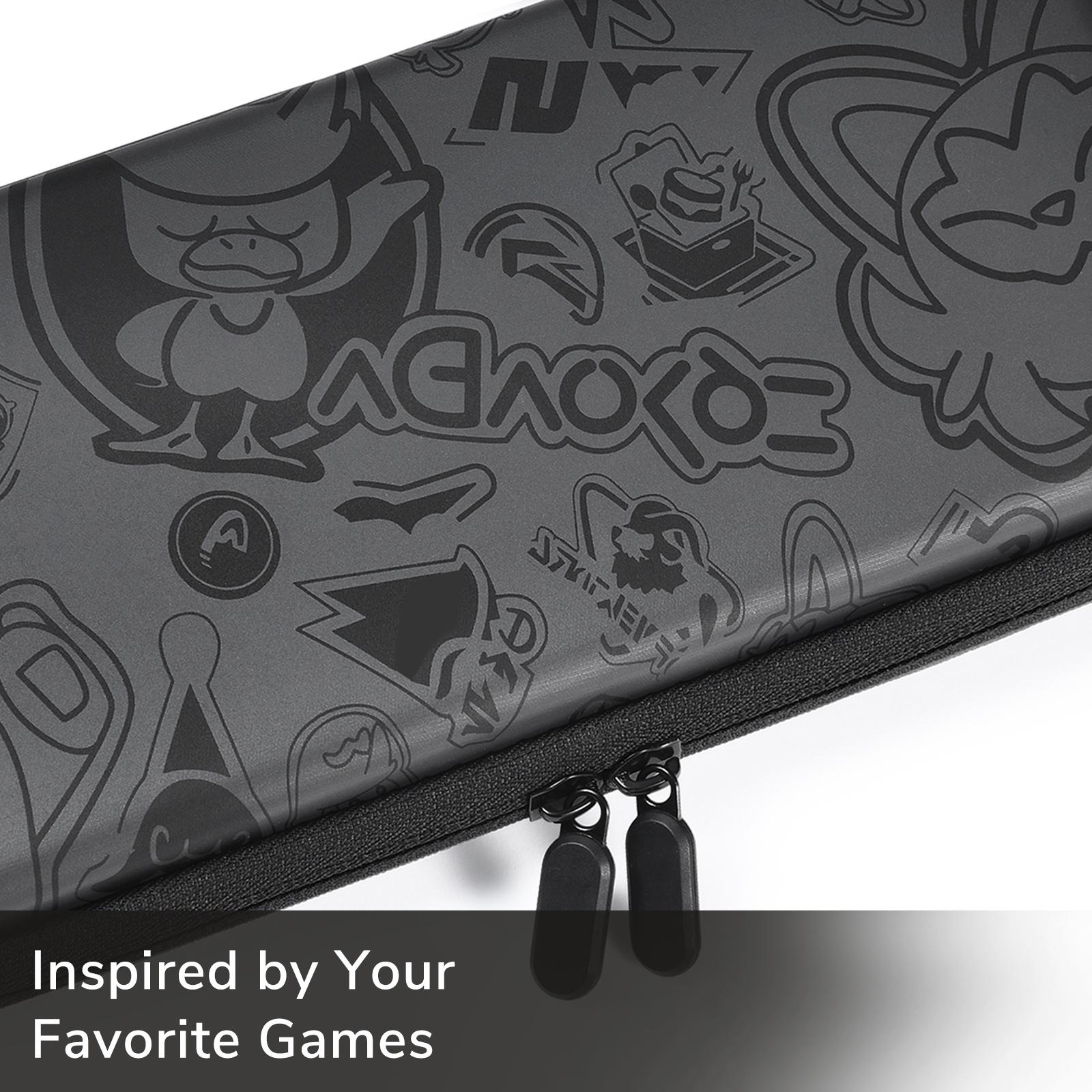 Switch Case, Compatible with Nintendo Switch/OLED, Soft Lined Protection + EVA Hard Shell Shockproof Design, Dual Zipper Reinforced Travel Organizer with 10 Game Card Slots and Storage for Grip Accessories, Christmas/New Year Gift - Gray