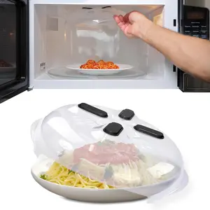 Magnetic Splatter Cover, 12-Inch Clear BPA-Free Food Lid, Vented Plate Guard with Steam Vents, Anti-Splash Microwave Lid, Dishwasher Safe, Space-Saving Magnetic Storage - Onyx Black
