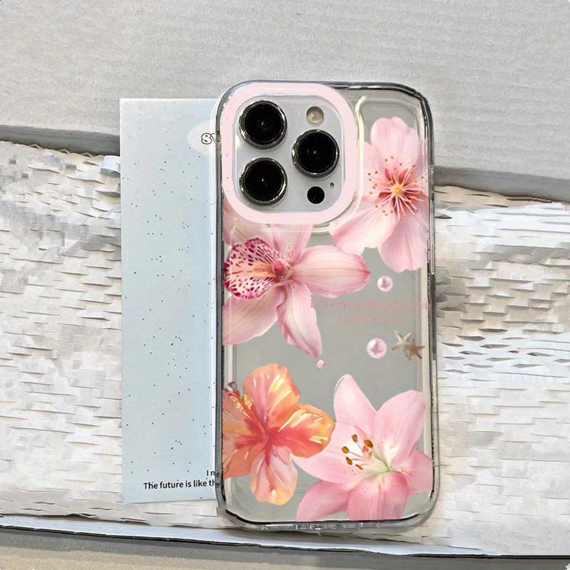 Lotus Flower Floral Transparent Tpu Shockproof Phone Case for iPhone 15 Series & More, Durable Protective Cover, Stylish Aesthetic Design
