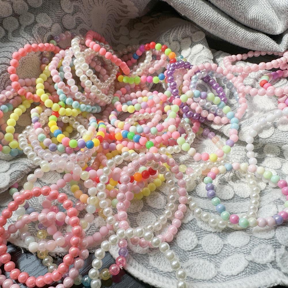 Cute Pastel Beaded Stretch Bracelets for Girls Women, Multicolor Rainbow Elastic Bead Bracelet Bulk Set, Sweet Preppy Aesthetic Stackable Bracelet, Bohemian Handmade Strand Jewelry for Party Favors Daily Wear Friendship Gift