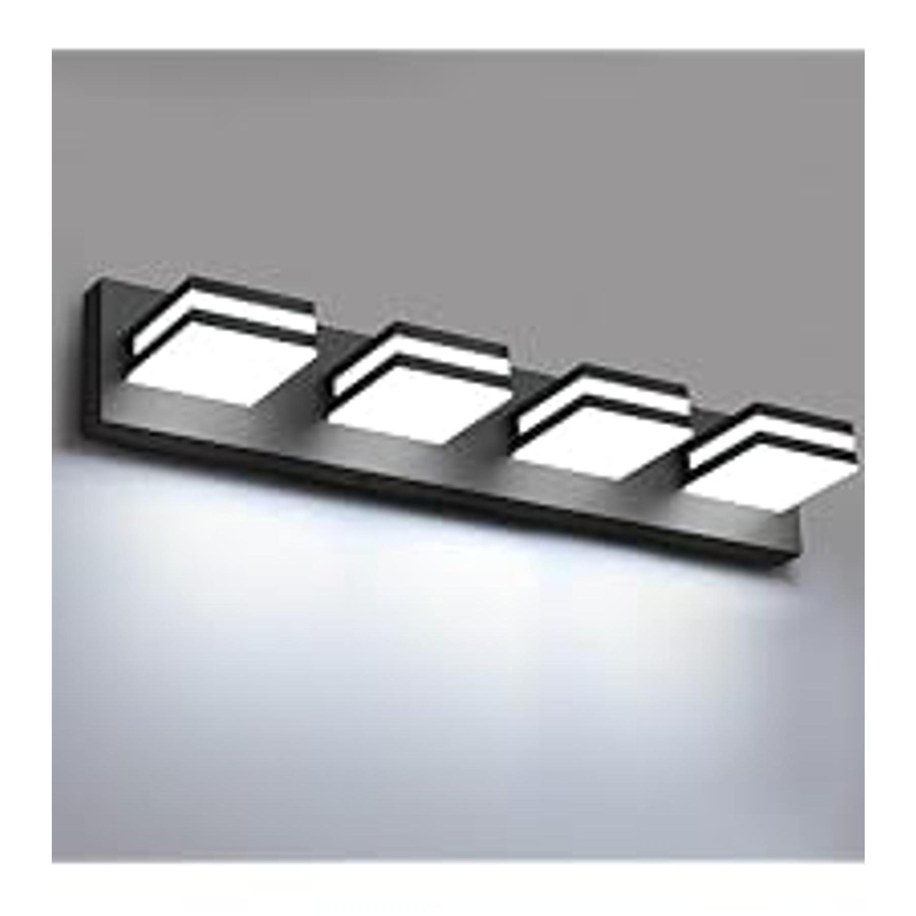 LED Modern Bathroom Lights Fixtures(4-Light,Dimmable,360°Rotate),Matte Black Acrylic Wall Lighting,Vanity Lights for Bathroom Over Mirror - 6000k 24In (No Assembly Required)