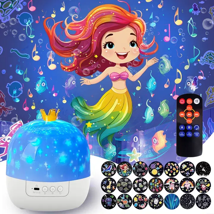 Projector Night Light for Kids + 21 Sets of Films, Night Light Projector for Bedroom, Ceiling, Kids Star Galaxy Projector with 360° Rotation for Baby Girl Boy, Birthday, Christmas, Nursery, Room Decor