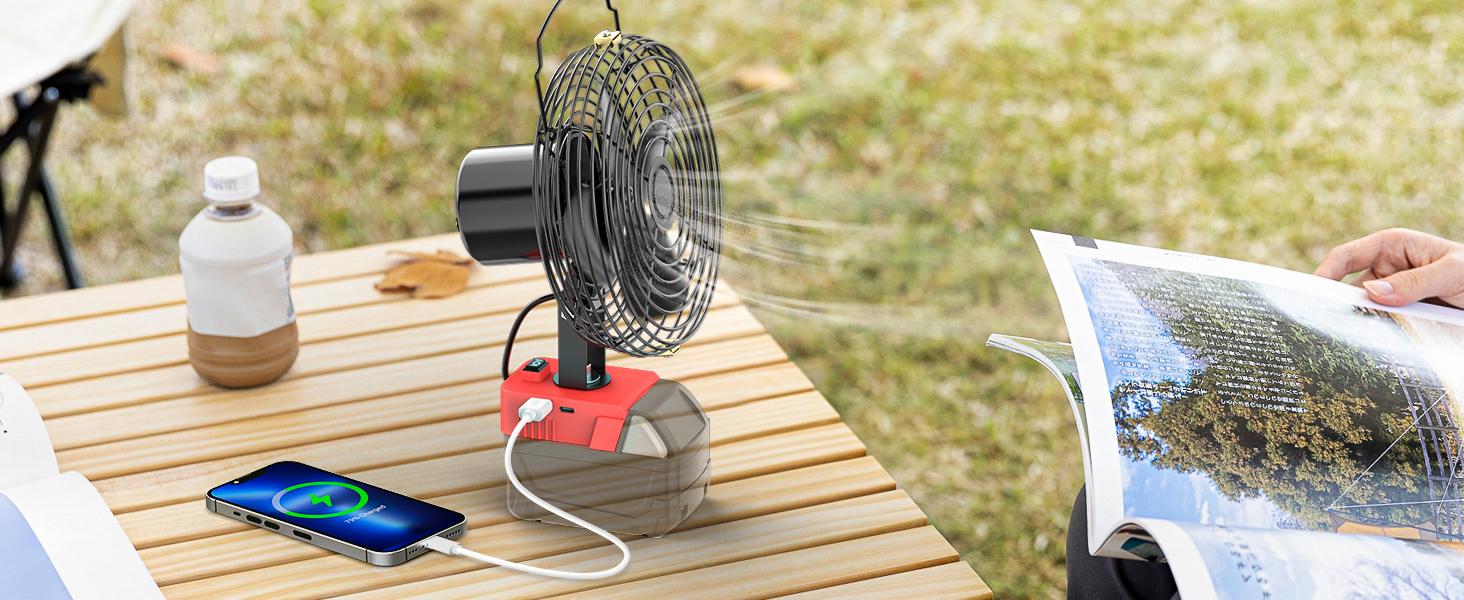 Jobsite Fan Compatible with Milwaukee 18V Li-ion Battery for Industrial, Outdoor, Construction Site Cooling, Battery NOT Included Jobsite Fan Compatible with Milwaukee 18V Li-ion Battery for Industrial, Outdoor, Construction Site Cooling, Battery NOT Included