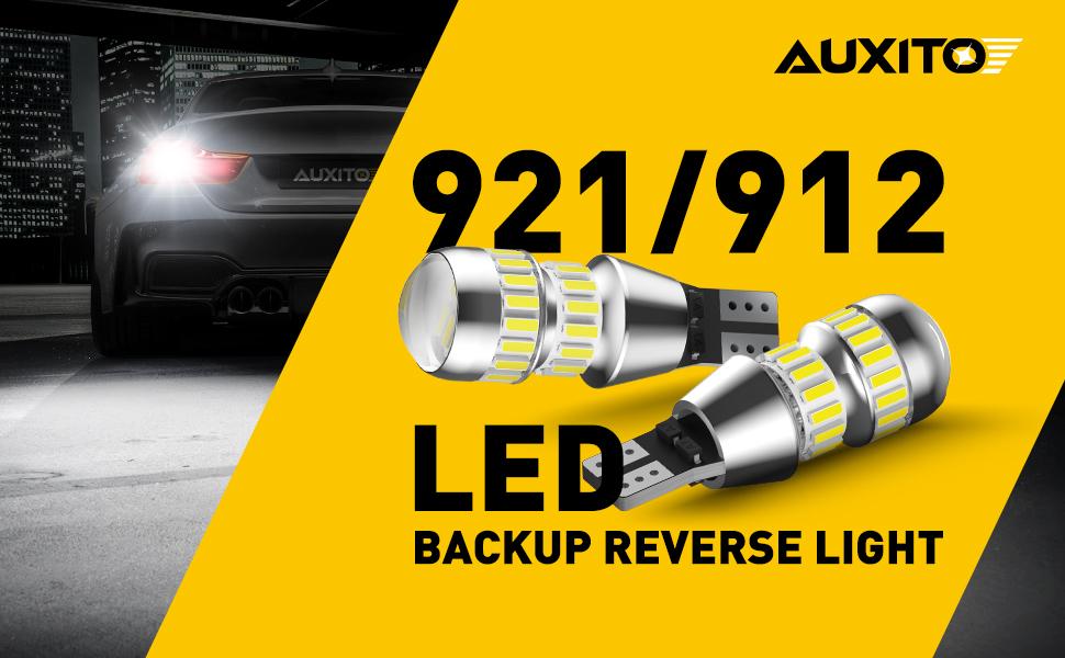 AUXITO 912 921 LED Bulbs for Backup Reverse Light Bulbs, 42-SMD 400% Brighter, 6000K White, Non-polarity 906 W16W T15 921 LED Bulb Direct Back Up Parking Light Replacement Lamp, Pack of 2