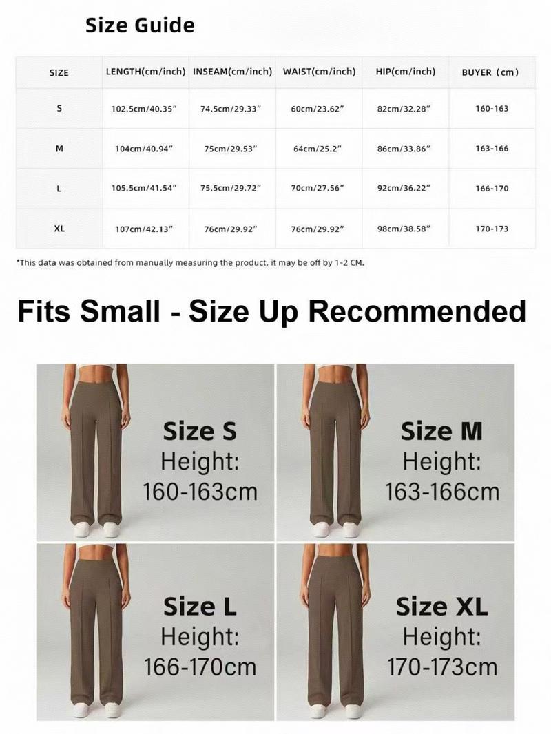 Women's Plain Loose Straight Leg Pants, Wide Leg High Waist Sporty Casual Sweatpants with Pockets, Sports Bottoms, Comfortable Daily Wear [Fits Small - Size Up Recommended]